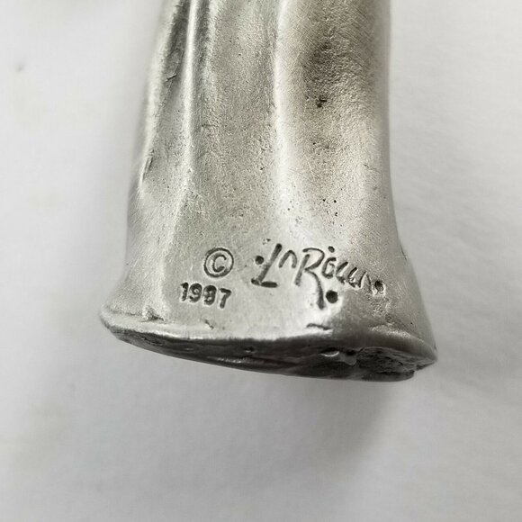 Vintage 80s Hudson Pewter Wizard Holding Crystal Ball 2.25" Tall Merlin Gandalf - Picture 9 of 9